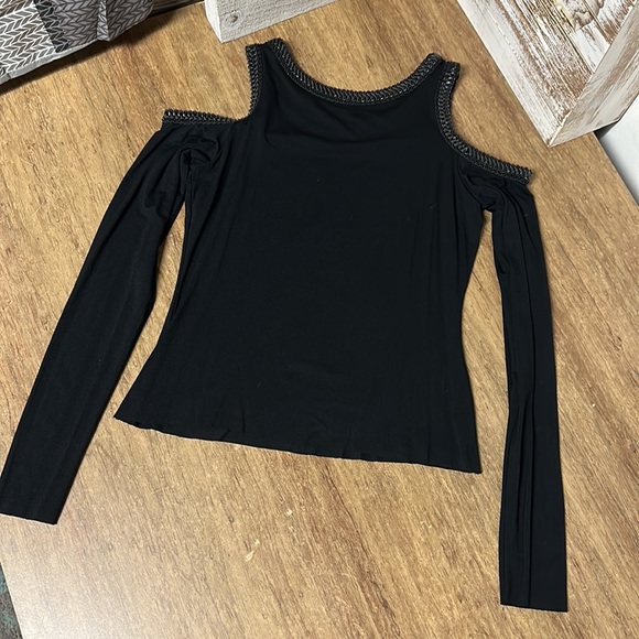 { 7 for 45$ } Bailey 44 X Anthropologie Harlow black open shoulder raw hem top - Picture 6 of 8
